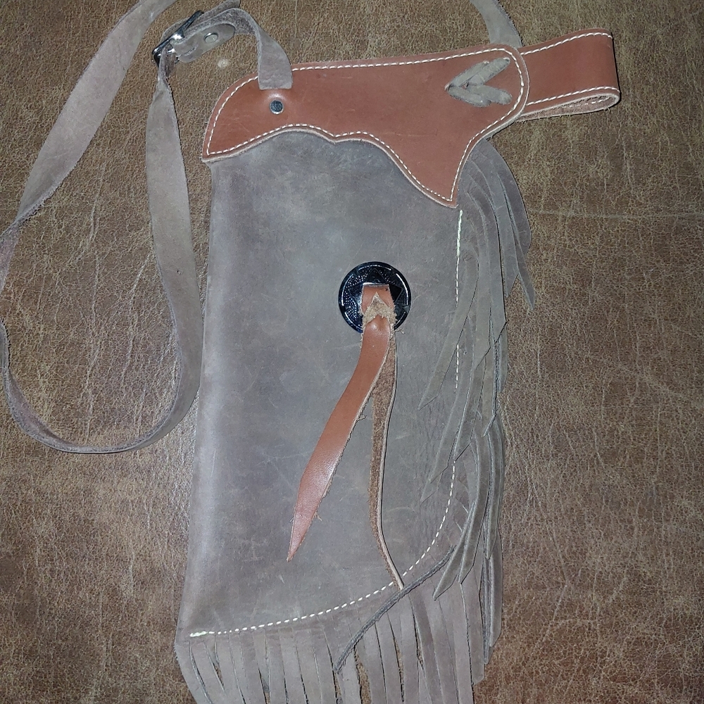 Brown Leather Fringe Shoulder Bag